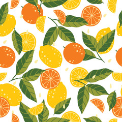 lemon and orange seamless pattern