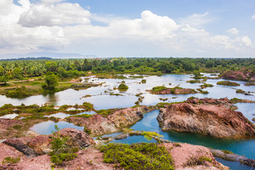 Obraz premium Aeriel view of the beautiful lakes in Frog Hill- Tasek Gelugor, Malaysia.