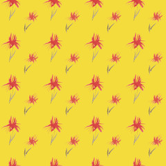 seamless hand drawn beautiful watercolor floral pattern with flowers on yellow background