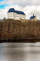 Saale with castle Burgk in Thuringia