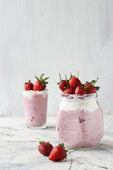 Chia seed pudding with strawberries