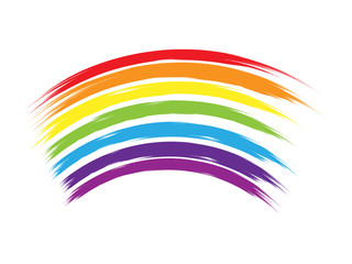Grunge brush rainbow.Rainbow made of colorful paint.