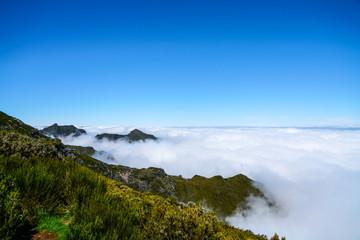 Landscape at Pico de Ruivo in Madeira island in a beautiful sunny day
