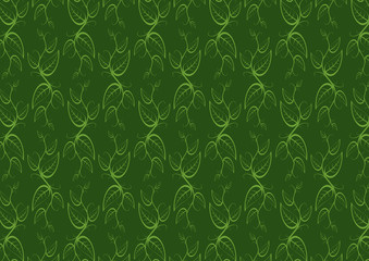 Floral repeating pattern ornament on green background