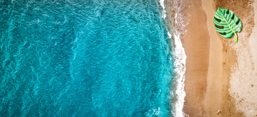 Aerial photo of ocean with beach and free space for your decoration. 