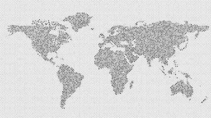 Halftone world map background - vector dot pattern