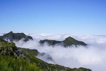 Landscape at Pico de Ruivo in Madeira island in a beautiful sunny day
