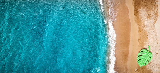 Aerial photo of ocean with beach and free space for your decoration. 