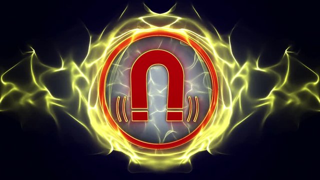 Strong Magnetic Field, Danger Symbols Animation, Rendering, Background, Loop, 4k