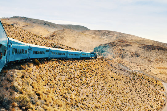 Train to the clouds in Salta Province, Argentina. The train olso called Tren de las Nubes is the fifth highest railway in the world.