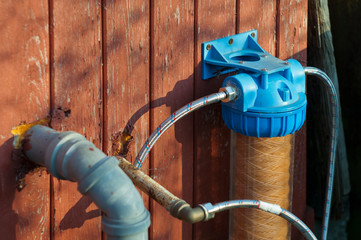 Water filter on a wall