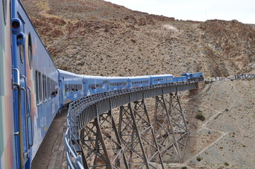 Train to the clouds in Salta Province, Argentina. The train olso called Tren de las Nubes is the fifth highest railway in the world. © Jopstock