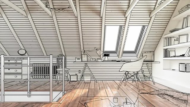 Attic Studio - 3d visualization (loopable)