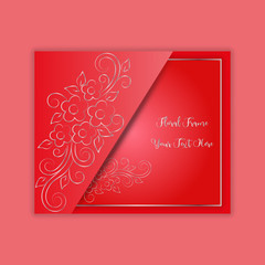 red floral frame card