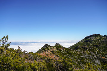 Landscape at Pico de Ruivo in Madeira island in a beautiful sunny day