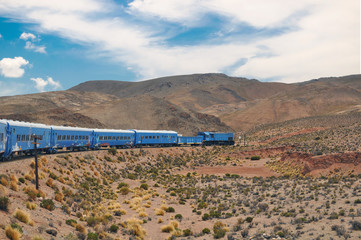 Train to the clouds in Salta Province, Argentina. The train olso called Tren de las Nubes is the fifth highest railway in the world.