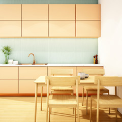 Fototapeta na wymiar kitchen interior design in modern style,3d rendering,3d illustration
