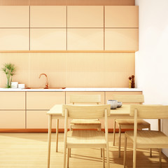 kitchen interior design in modern style,3d rendering,3d illustration