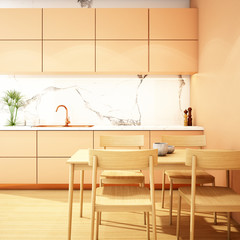 kitchen interior design in modern style,3d rendering,3d illustration