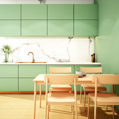 kitchen interior design in modern style,3d rendering,3d illustration
