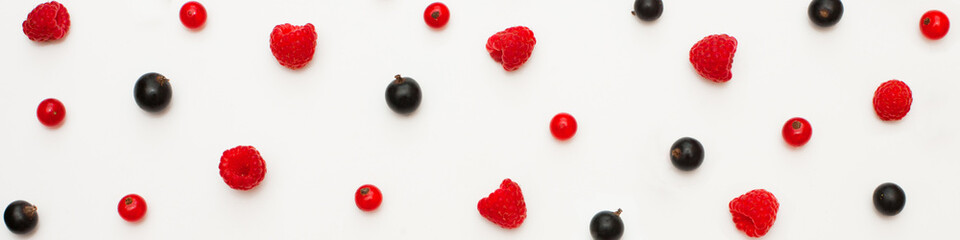 Wide Angle food Background with different fresh berries