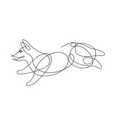 Corgi dog, One line drawind,continuous line