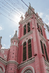 Church with pink wall in Saigon