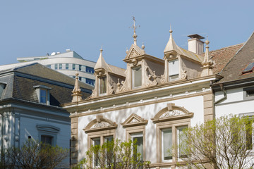 Decorated dormer windows in the Baden city of Lörrach in the Black Forest