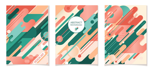 Set of three Abstract compositions from rounded bands, modern colors