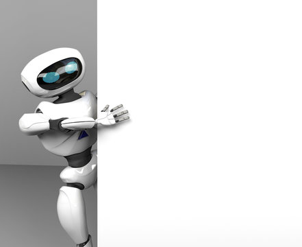 robot female searth in internet ,3d render.