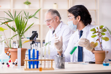 Two chemists working in the lab