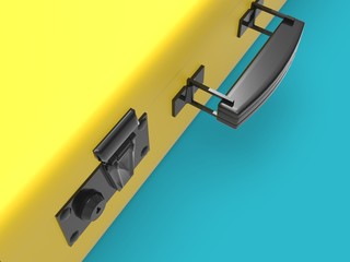 Suitcases isolated on blue 3D Rendering