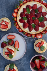 Cake with sliced strawberries