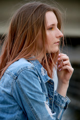 Portrait of young caucasian woman