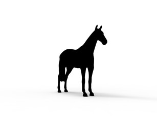 horse on isolated white background 3d Rendering