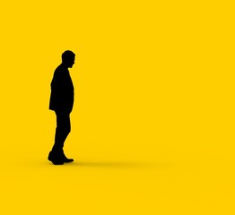 Fototapeta na wymiar Man Standing on Yellow Background 3D Rendering