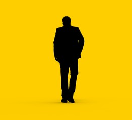 Man Standing on Yellow Background 3D Rendering