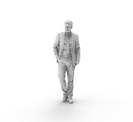 Fototapeta na wymiar Man Standing on White Background 3D Rendering