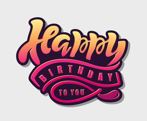 Obraz premium Happy birthday to you - cute lettering hand drawn doodle label art