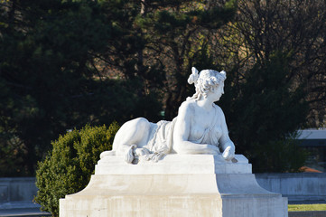 Sphinx on the street outside the Schonbrunn Palace in Vienna, Austria