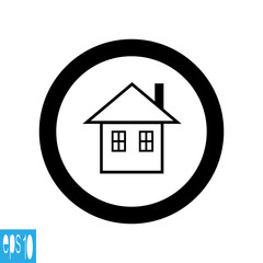 Obraz premium Home icon , inside black thin line round black home sing, icon - vector illustration