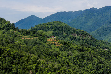Fototapeta na wymiar Landscape of Adjara, Georgia. Caucasus Mountains. Machakhela National Park.