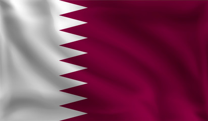 Waving Qatar's flag, the flag of Qatar, vector illustration