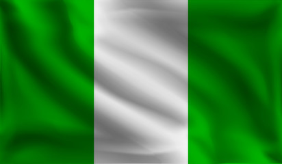 Waving Nigeria flag, the flag of Nigeria, vector illustration
