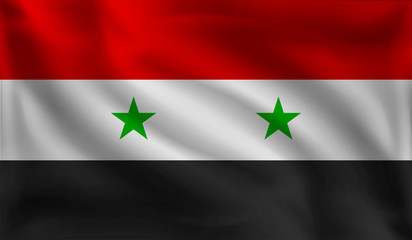 Waving Syria flag, the flag of Syria, vector illustration