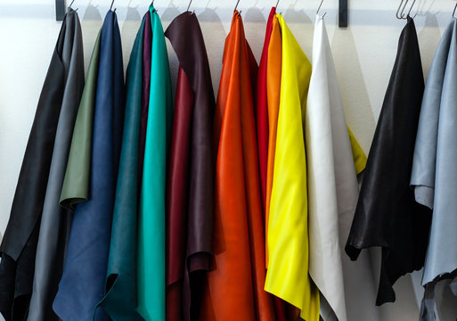 Different types and colors of leathers.