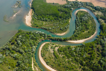 Aerial view of river Danube