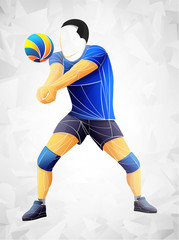 Professional volleyball players in action on the court. Abstract volleyball player