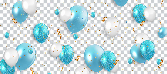 Glossy Happy Birthday Balloons Background Vector Illustration - obrazy, fototapety, plakaty