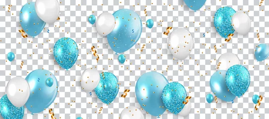 Fotobehang Glossy Happy Birthday Balloons Background Vector Illustration © olegganko